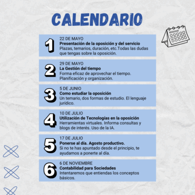 Calendario servicio de ayuda y orientacion al opositor gaefyc
